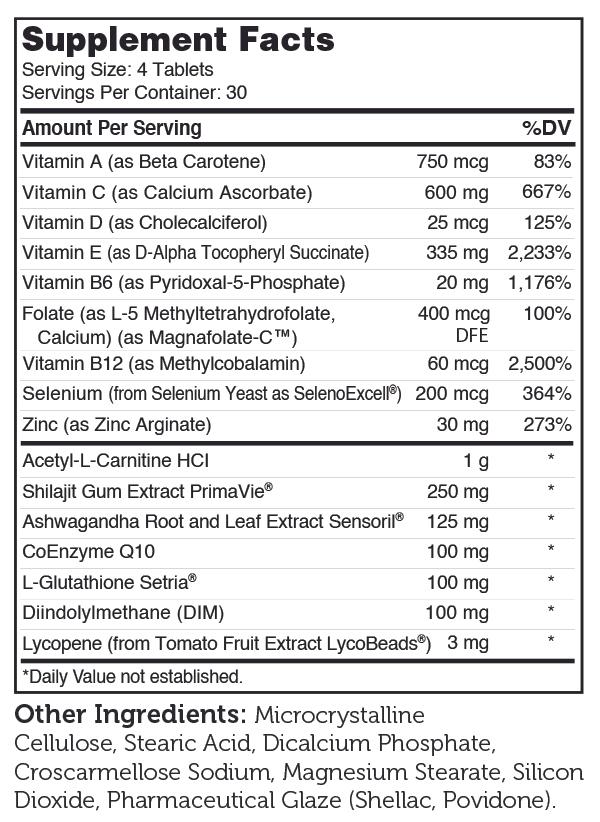 Male Vitality+ (Advanced Nutrition by Zahler) Supplement Facts