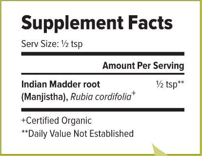 Manjistha Powder (Banyan Botanicals) Supplement Facts