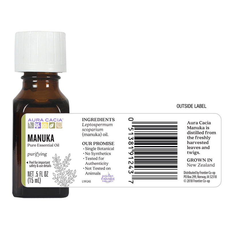 Manuka Essential Oil (Aura Cacia) Outside Label
