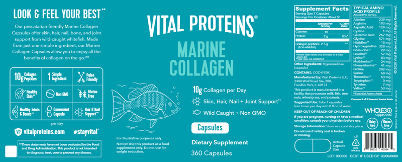 Marine Collagen Capsules (Vital Proteins) Label