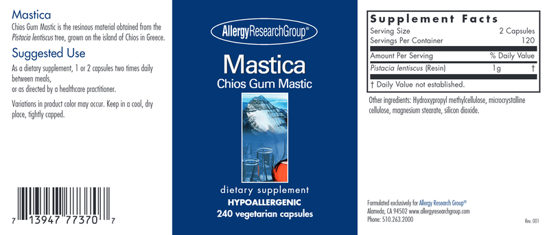 Mastica 240ct Allergy Research Group label