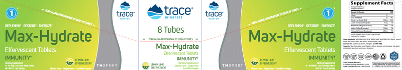 Max-Hydrate Immunity 8ct (Trace Minerals Research) Label