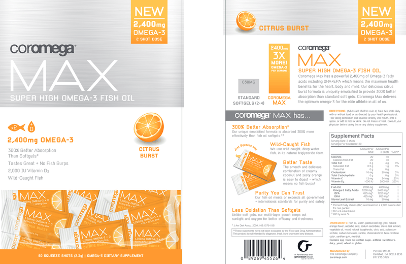 Max Super High Omega-3 Citrus (Coromega) Label