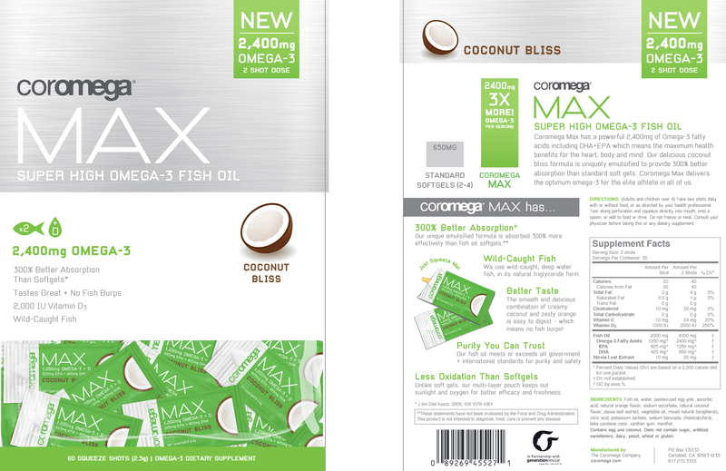 Max Super High Omega-3 Coconut (Coromega) Label