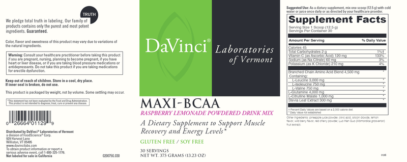 Maxi-BCAA (DaVinci Labs) Label