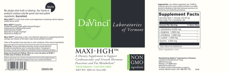 Maxi HGH DaVinci Labs Label