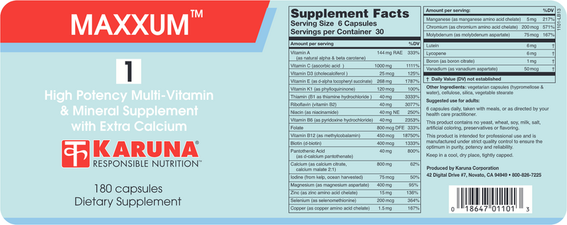 Maxxum 1 (Karuna Responsible Nutrition) Label