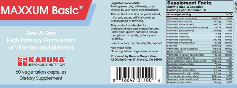 Maxxum Basic (Karuna Responsible Nutrition) Label