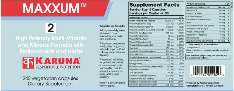 Maxxum 2 (Karuna Responsible Nutrition) Label