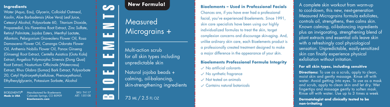 Measured Micrograins + (Bioelements INC) Label