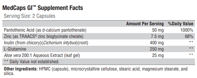 MedCaps GI (Xymogen) Supplement Facts