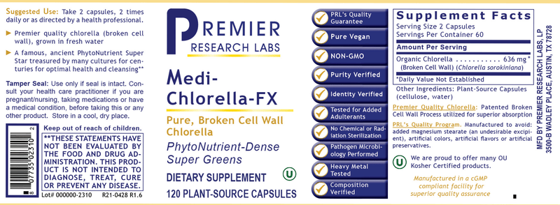 Medi-Chlorella-FX Premier (Premier Research Labs) Label