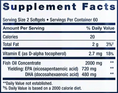 Mega EPA/DHA (Life Extension) Supplement Facts