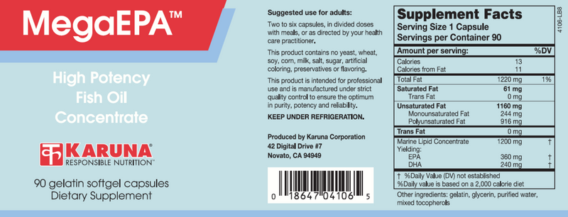 MegaEPA HP Fish Oil Concentrate (Karuna Responsible Nutrition) Label