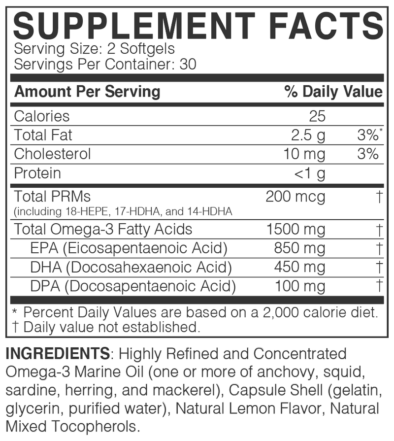 MegaOmega - Gut-Specific Fish Oil (Microbiome Labs) Supplement Facts