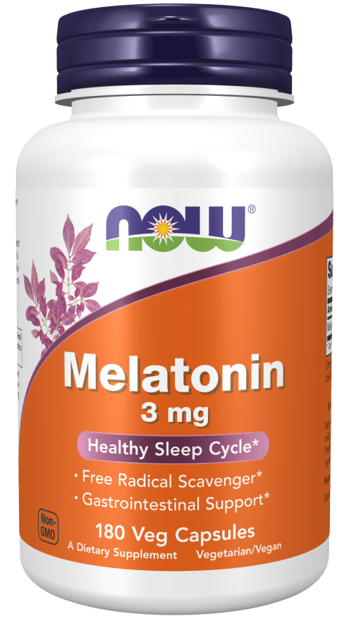 Melatonin 3 mg Veg Capsules (NOW) Front