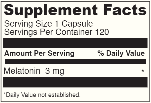 Melatonin 3 120 Capsules (DaVinci Labs) Supplement Facts