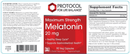 melatonin max strength 20 mg (protocol for life balance) label