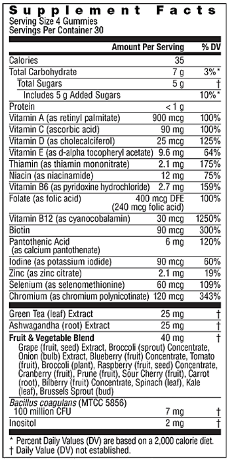 Men's Multivitamin Gummies (Rainbow Light Nutrition) Supplement Facts