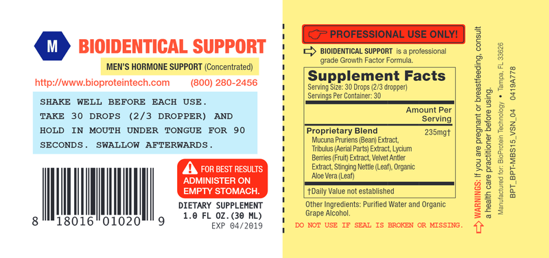 Men's BioIdentical Support (Bio Protein Technology) Label