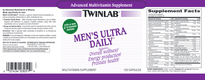 Men's Ultra Multi Daily Twinlab Label