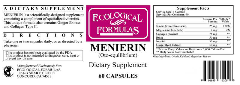 Menierin (Ecological Formulas) Label