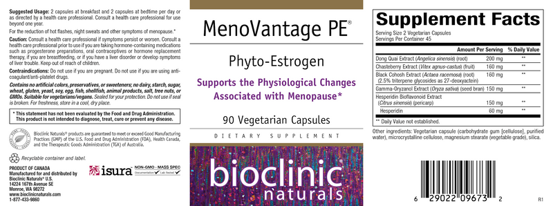 MenoVantage PE (Bioclinic Naturals) Label