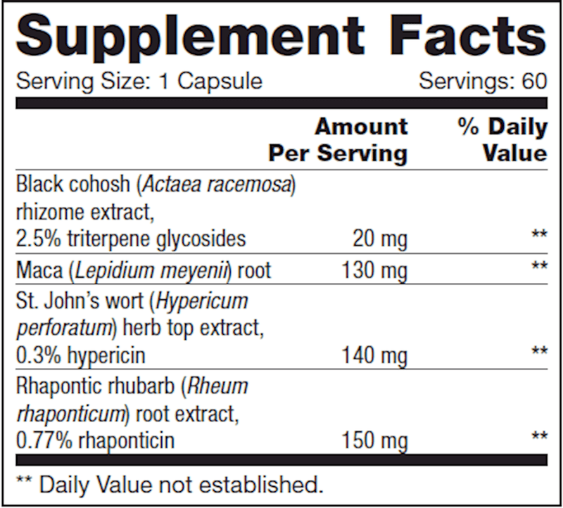 Menopause Support SAP (NFH Nutritional Fundamentals) Supplement Facts