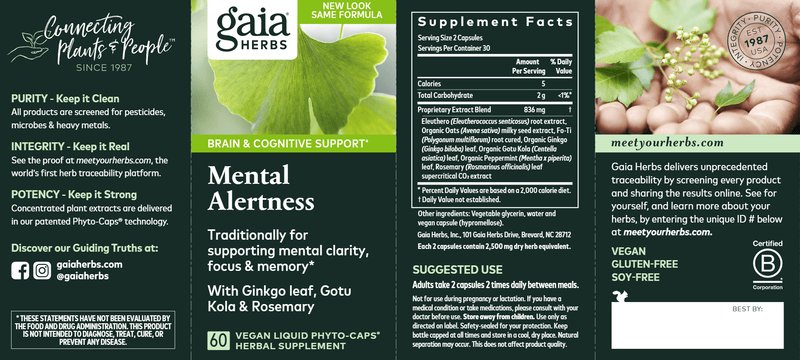 Mental Alertness (Gaia Herbs) Label