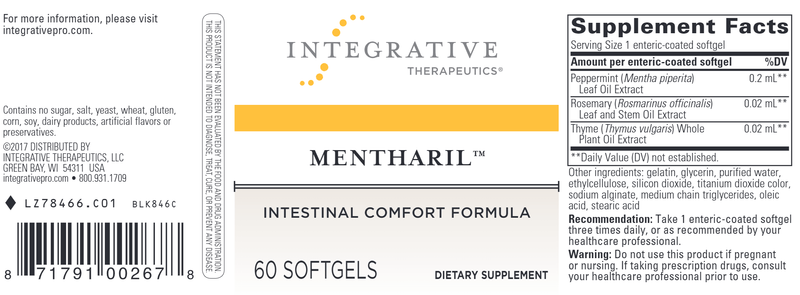 Mentharil Intestinal Comfort (Integrative Therapeutics) Label