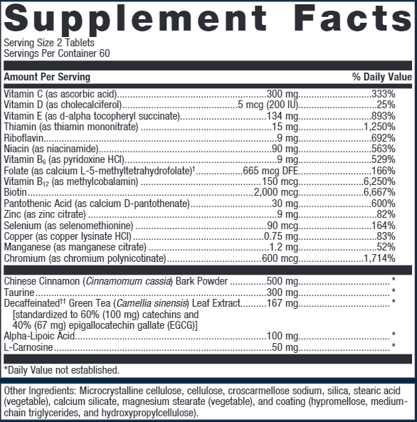 MetaGlycemX (Metagenics) 120ct Supplement Facts