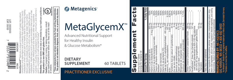 MetaGlycemX (Metagenics) 60ct Label