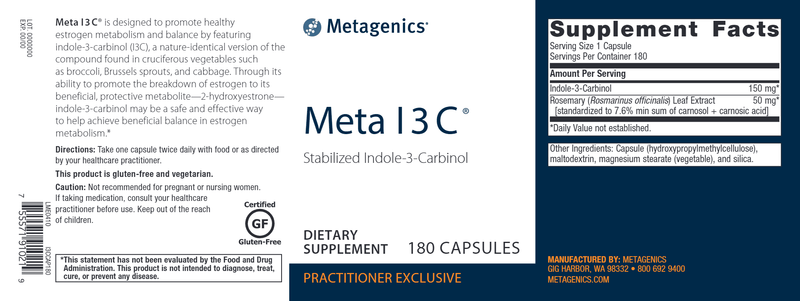 Meta I-3-C (Metagenics) 180ct Label