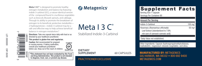 Meta I-3-C (Metagenics) 60ct Label