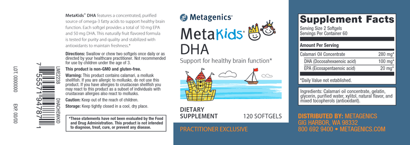 MetaKids DHA (Metagenics) Label