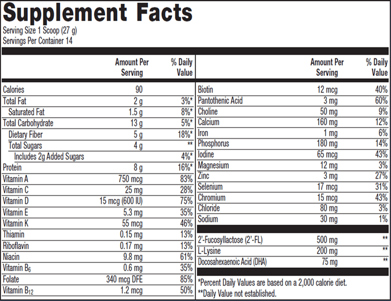 MetaKids Nutrition Powder Vanilla (Metagenics) Supplement Facts