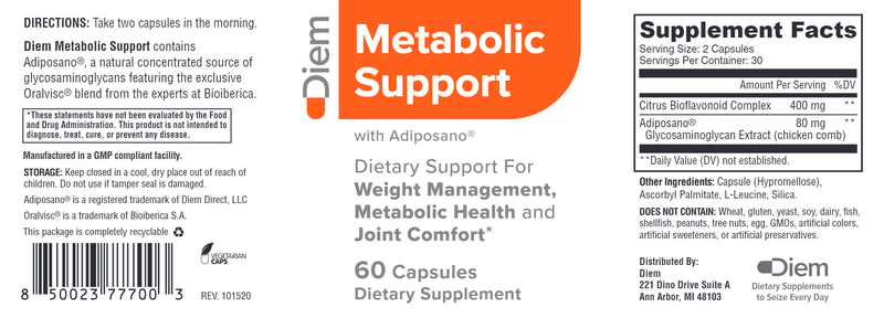 Metabolic Support Diem Label