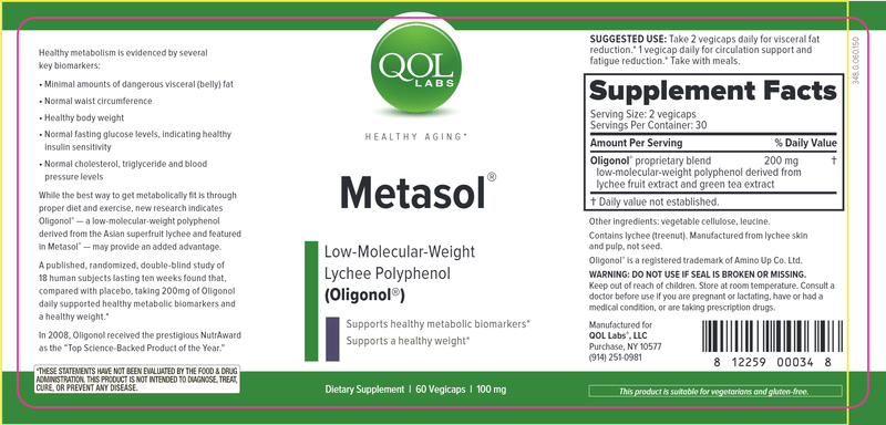 Metasol 100 mg (QOL Labs) Label