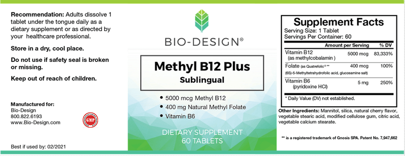 Methyl B12 Plus 5000 mcg (Bio-Design) Label