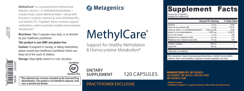 Methyl Care (Metagenics) Label