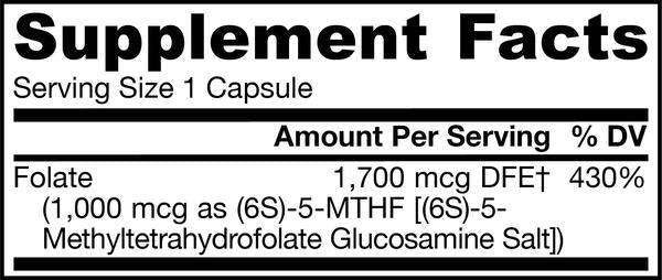 Methyl Folate 1000 mcg Jarrow Formulas supplement facts
