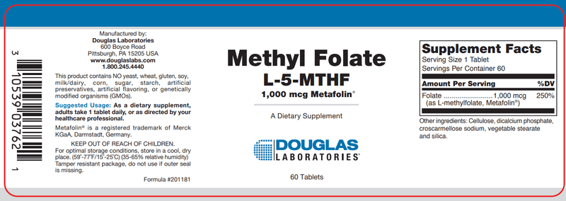 Methyl Folate Douglas Labs Label