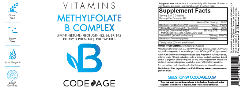 Methylfolate B Complex (Codeage) Label