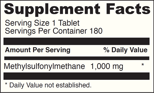 Methylsulfonylmethane DaVinci Labs Supplement Facts