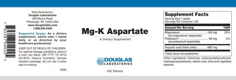 Magnesium Potassium Aspartate Douglas Labs