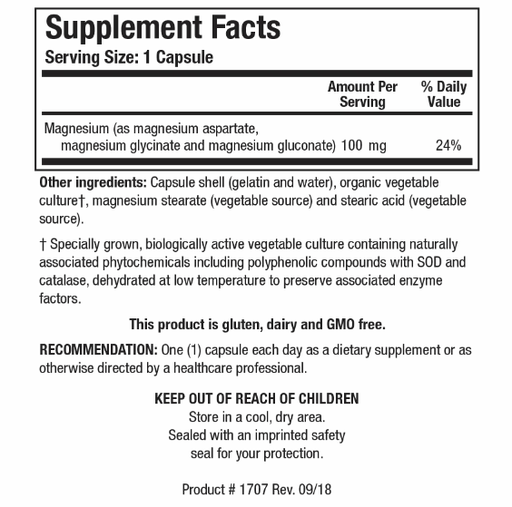 Mg-Zyme (Magnesium) (Biotics Research) Supplement Facts