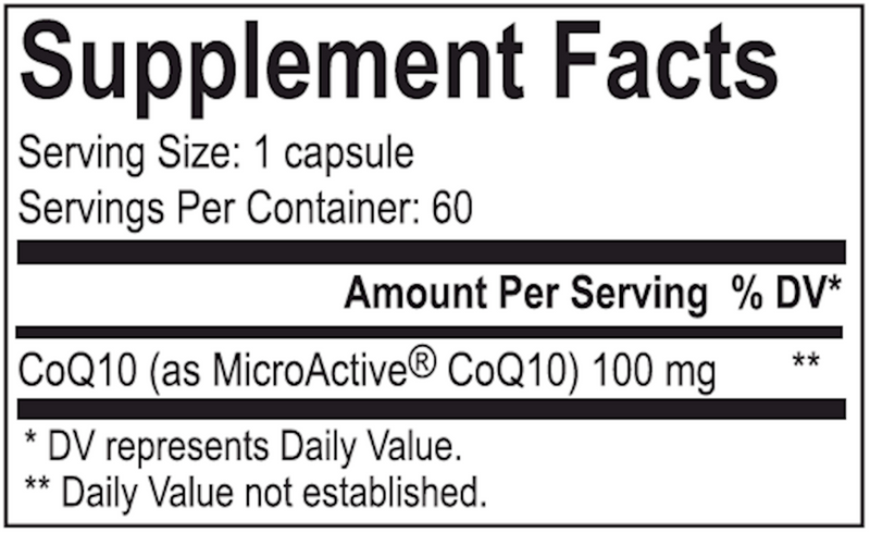 MicroActive CoQ10 (Energetix) Supplement Facts