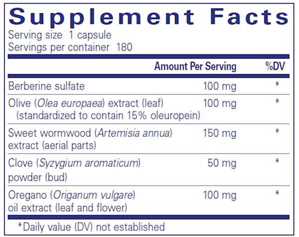 MicroDefense w/ Oregano 180 caps (Pure Encapsulations) supplement facts