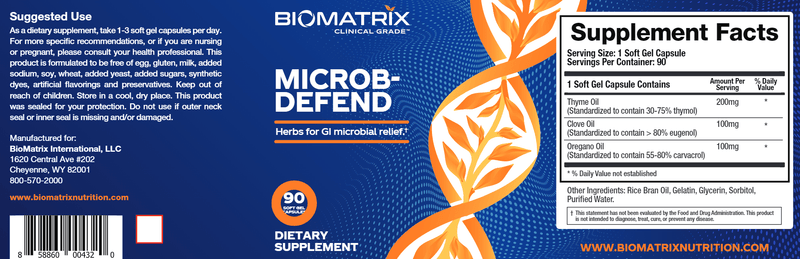 Microb-Defend (BioMatrix) Label