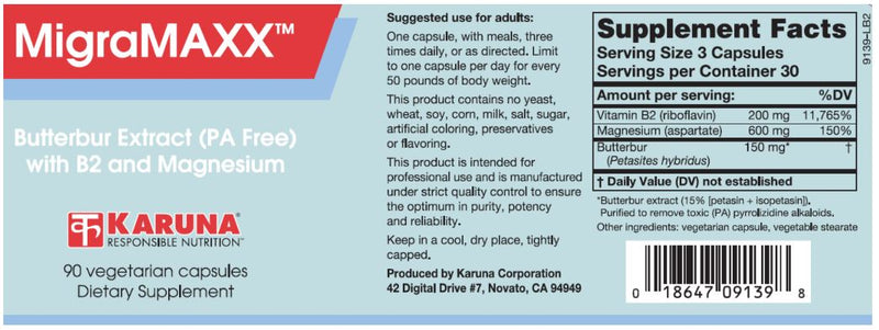 MigraMAXX (Karuna Responsible Nutrition) Label